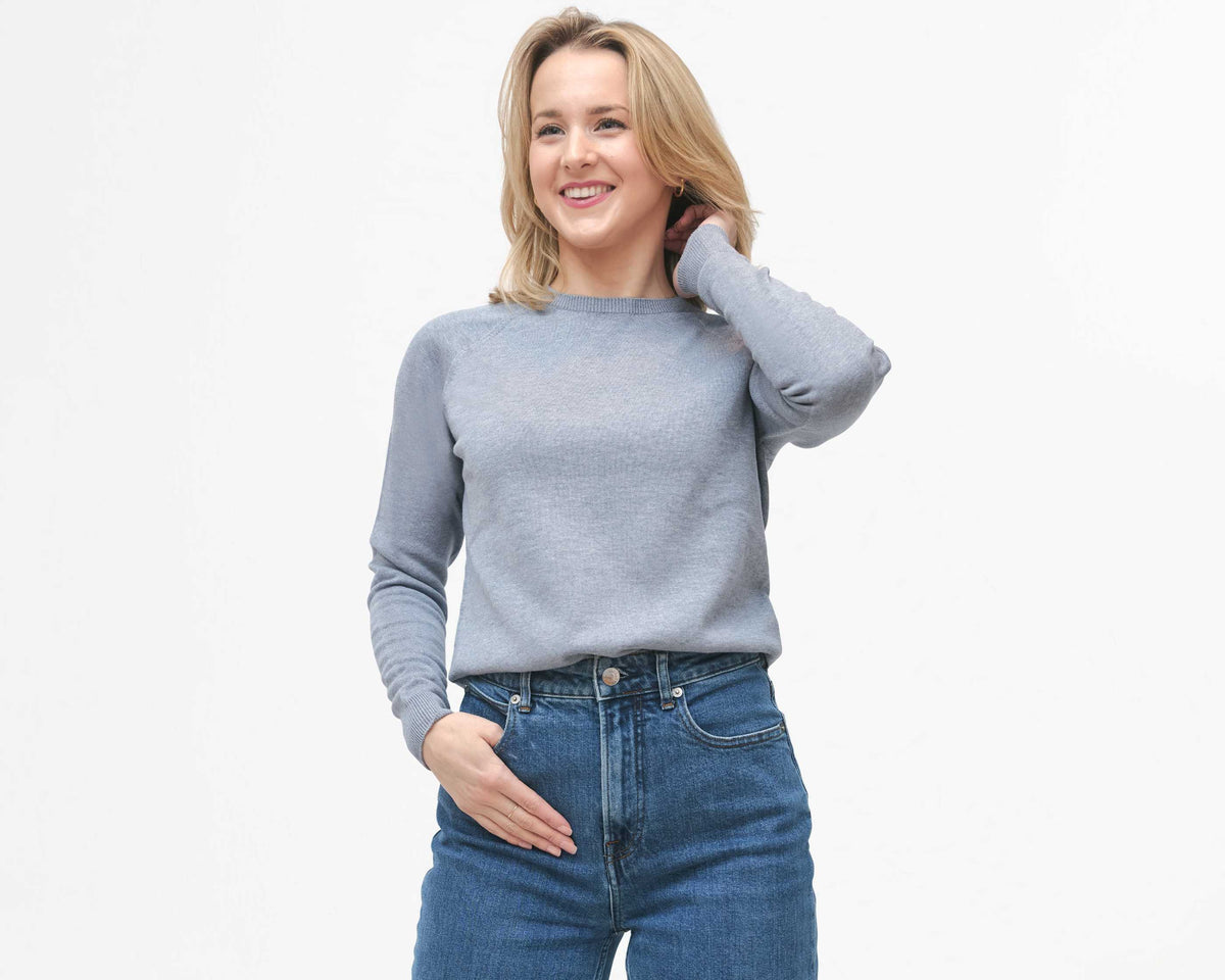 SS26 BORDER CREW NECK LS GREY