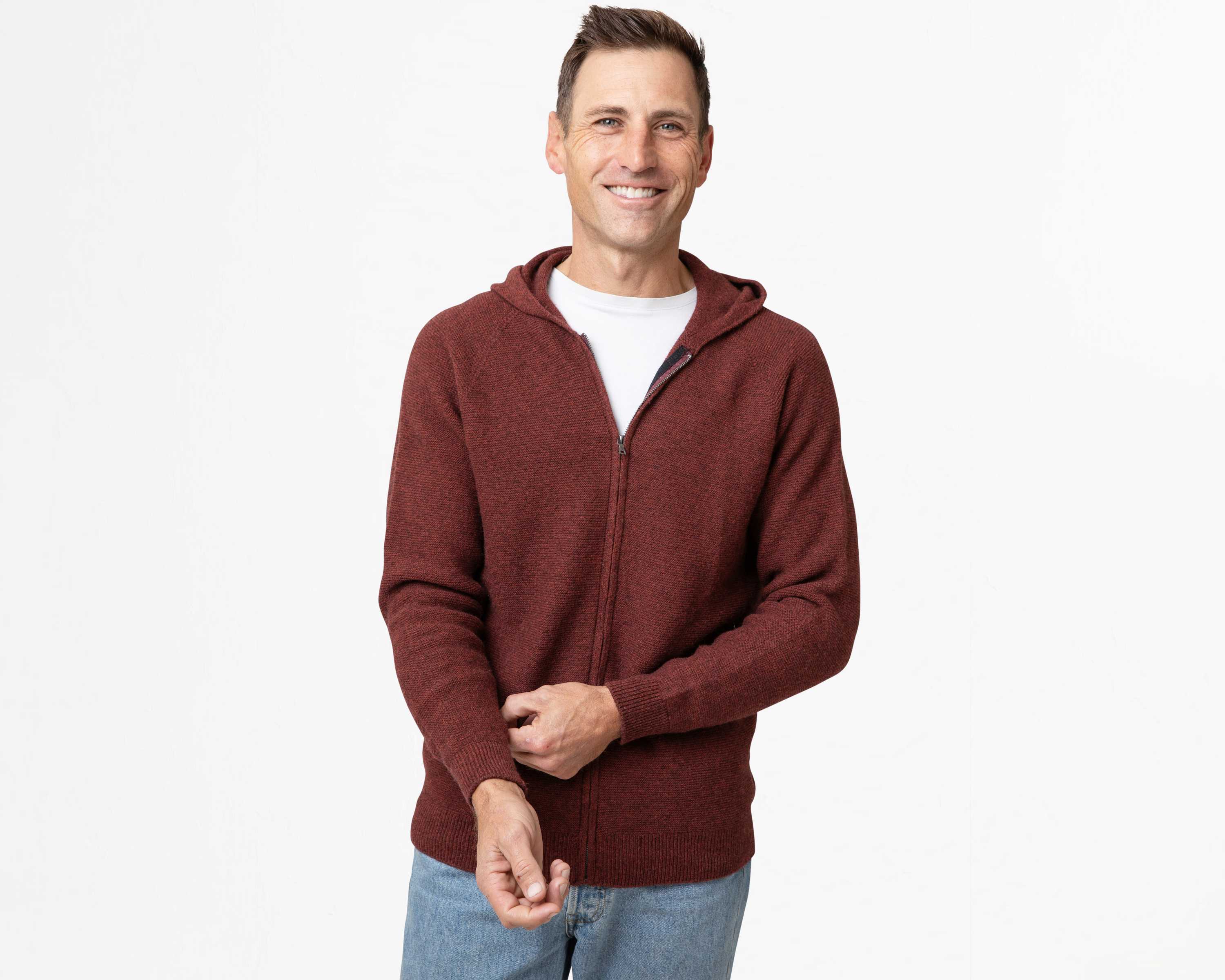 [新品] Zip-Up Hoodie In Wool Flannel M0 Winter Full Zip Hoodie